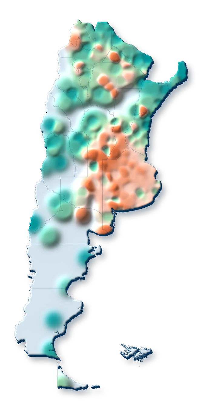 Mapa de la Argentina con la concentración de arsénico en el agua: valores más altos en la llanura pampeana y el norte